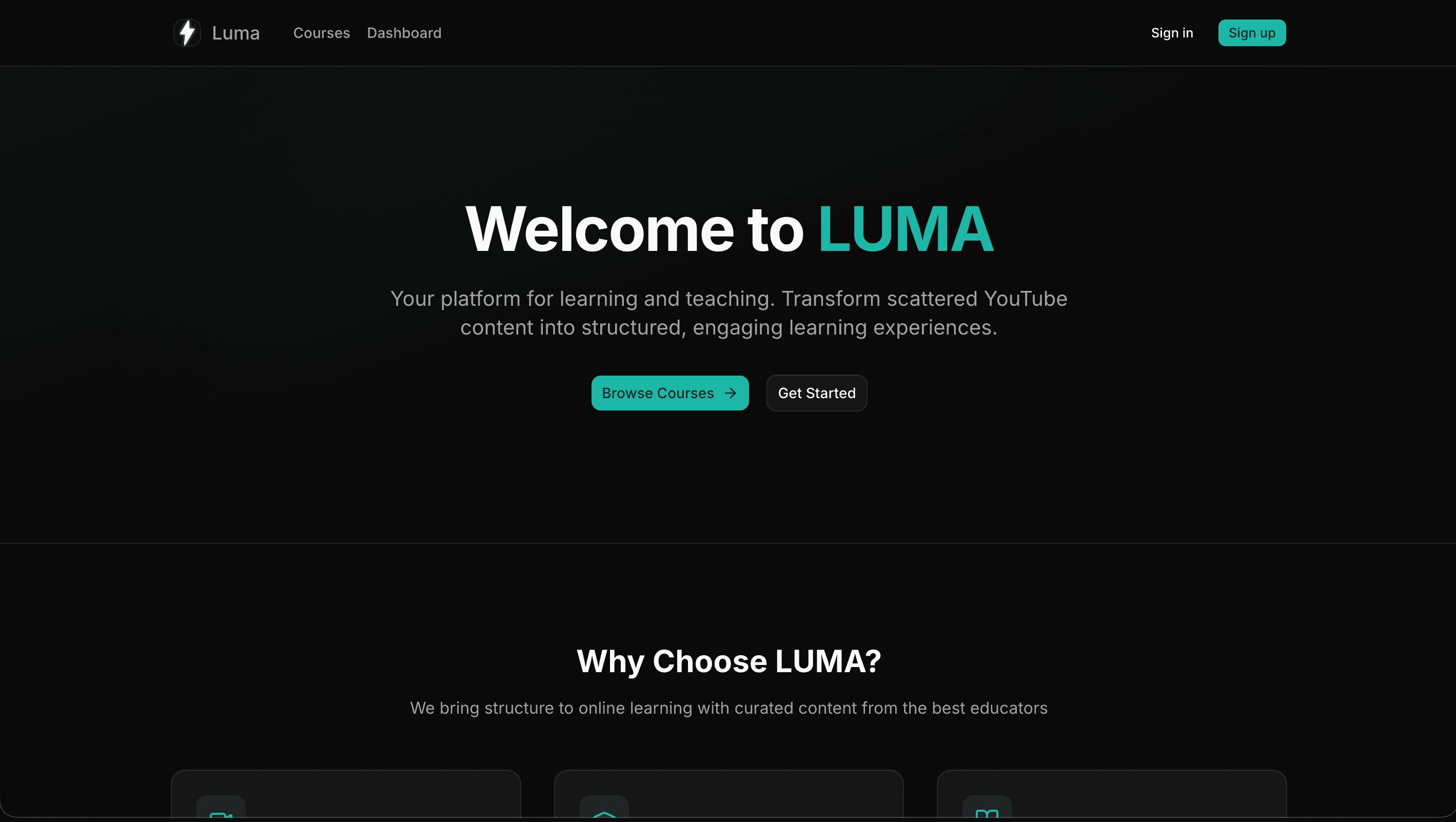 LUMA — Minimal Course Marketplace preview
